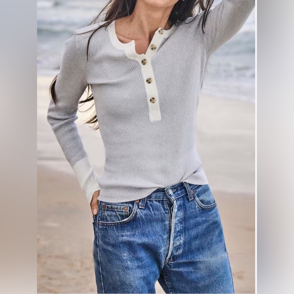 FAHERTY Mikki Ribbed Henley - S - Picture 1 of 6